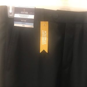 Stafford Mens Performance Sharkskin Classic Fit Stretch Black dress pants